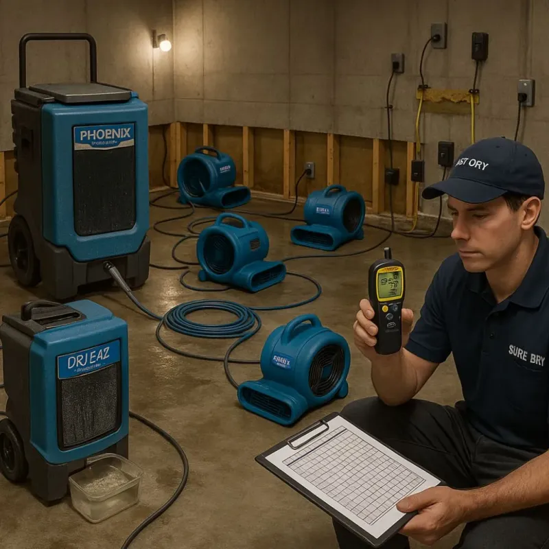 Structural Drying and Dehumidification process in Etowah, NC
